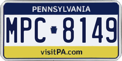 PA license plate MPC8149