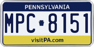 PA license plate MPC8151