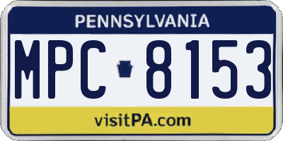PA license plate MPC8153