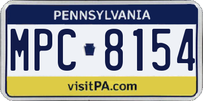 PA license plate MPC8154