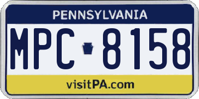 PA license plate MPC8158
