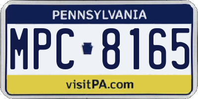 PA license plate MPC8165