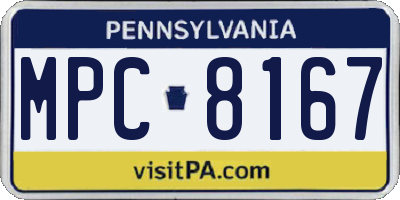 PA license plate MPC8167