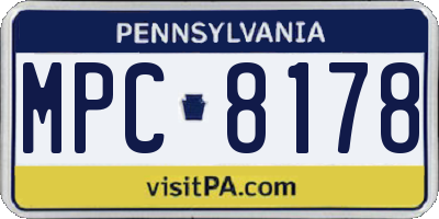 PA license plate MPC8178