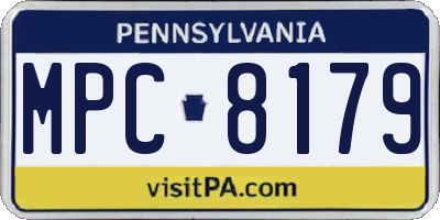 PA license plate MPC8179