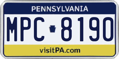 PA license plate MPC8190