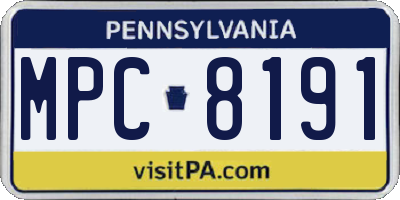 PA license plate MPC8191