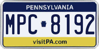 PA license plate MPC8192