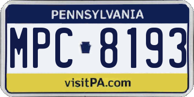 PA license plate MPC8193