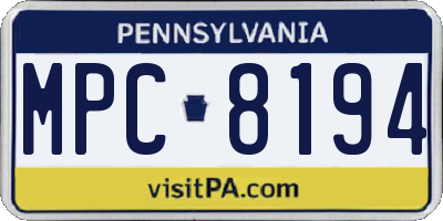 PA license plate MPC8194