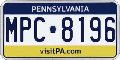 PA license plate MPC8196
