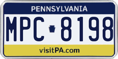 PA license plate MPC8198