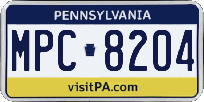 PA license plate MPC8204