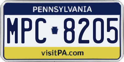 PA license plate MPC8205