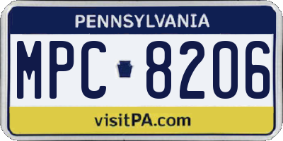 PA license plate MPC8206