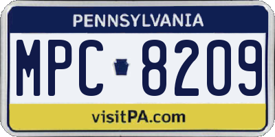 PA license plate MPC8209