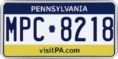 PA license plate MPC8218