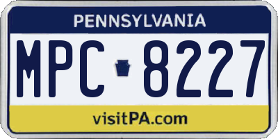 PA license plate MPC8227