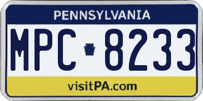 PA license plate MPC8233