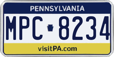 PA license plate MPC8234
