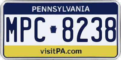 PA license plate MPC8238