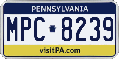 PA license plate MPC8239