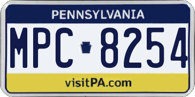 PA license plate MPC8254