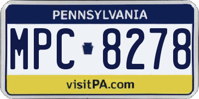 PA license plate MPC8278