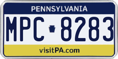 PA license plate MPC8283