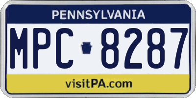 PA license plate MPC8287
