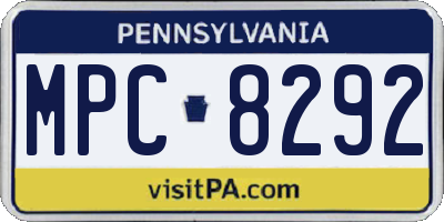 PA license plate MPC8292
