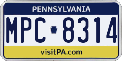 PA license plate MPC8314