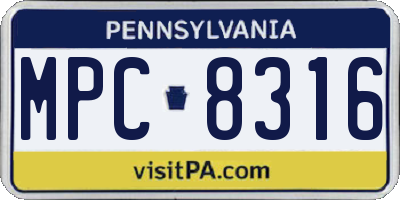 PA license plate MPC8316