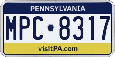 PA license plate MPC8317