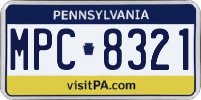 PA license plate MPC8321