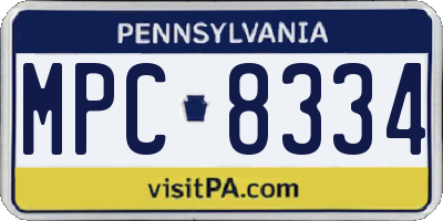 PA license plate MPC8334