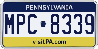 PA license plate MPC8339