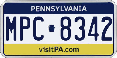 PA license plate MPC8342