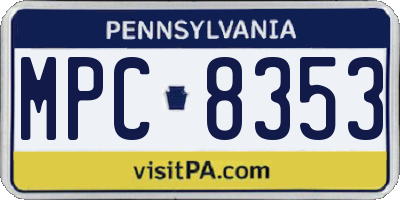 PA license plate MPC8353
