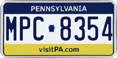PA license plate MPC8354