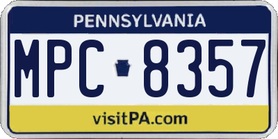 PA license plate MPC8357
