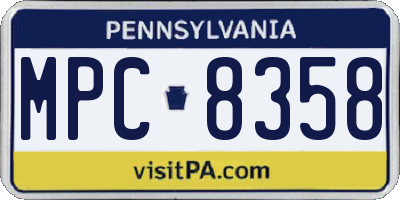 PA license plate MPC8358