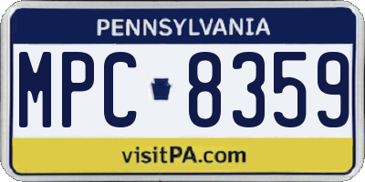 PA license plate MPC8359