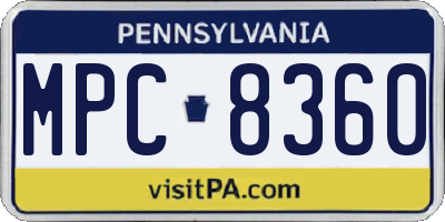 PA license plate MPC8360
