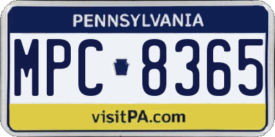 PA license plate MPC8365