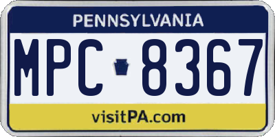 PA license plate MPC8367