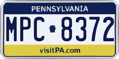 PA license plate MPC8372