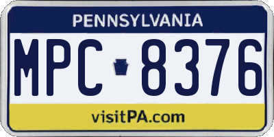 PA license plate MPC8376