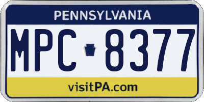 PA license plate MPC8377