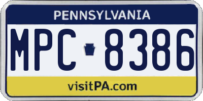 PA license plate MPC8386